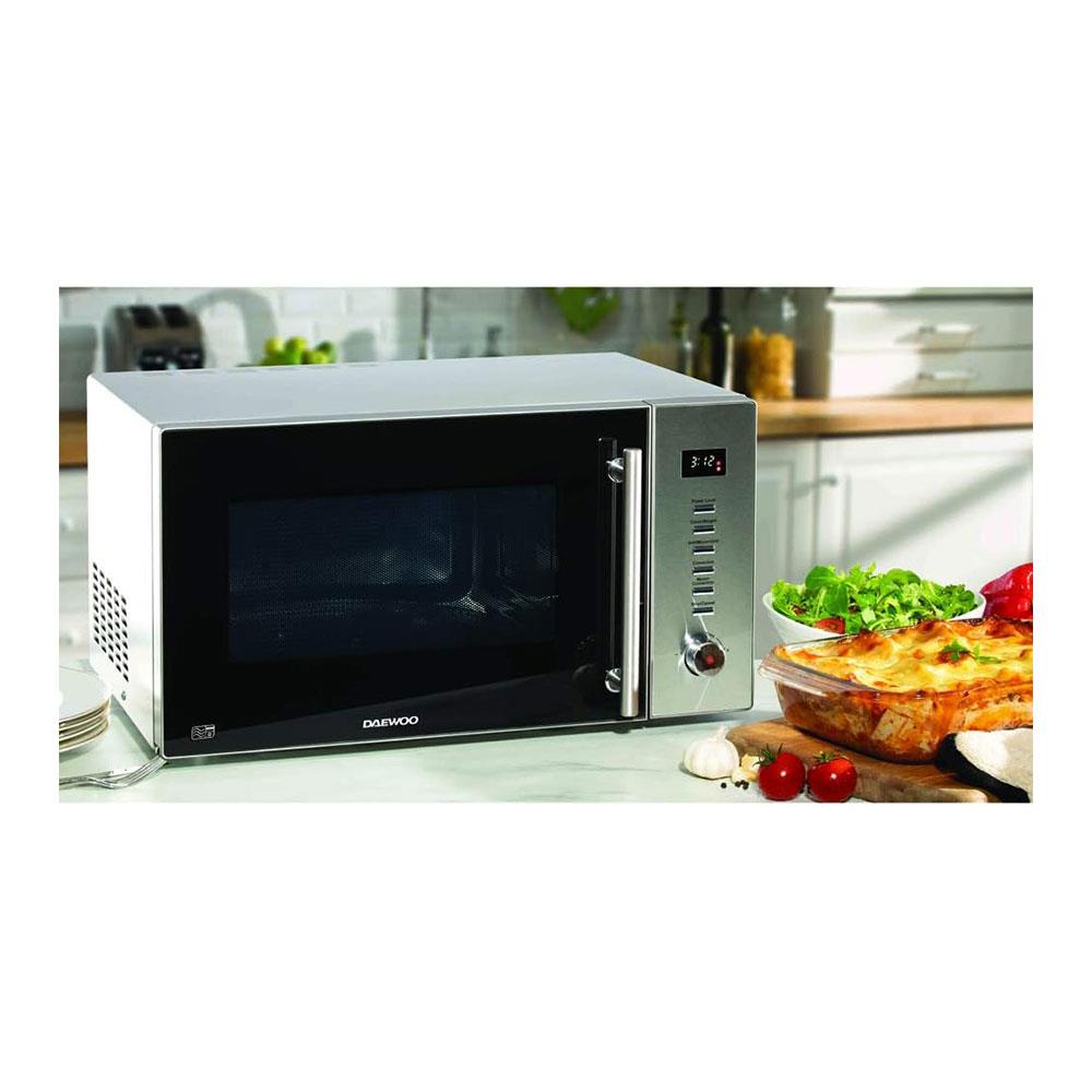 Daewoo Digital Microwave With 1250W Grill & 2200W Convection Oven Stainless Steel 900W 30 Litres - Black/Silver