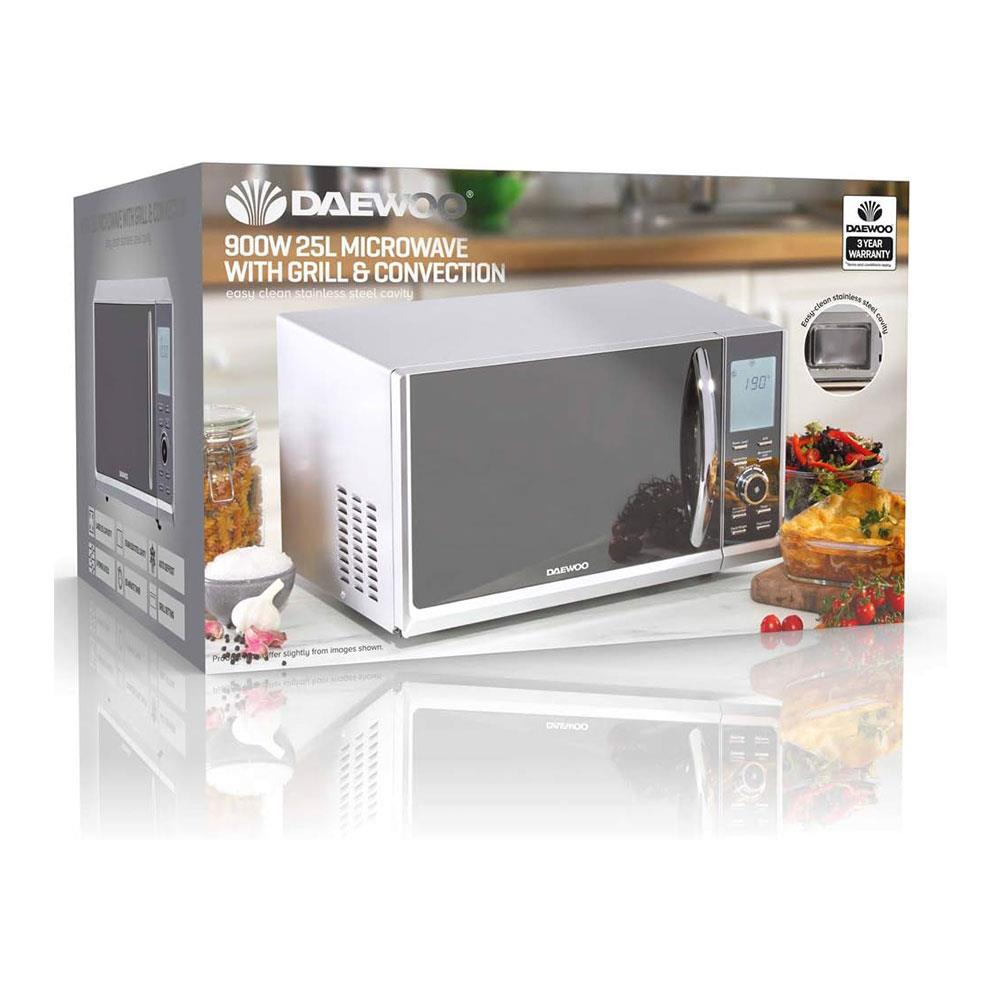 Daewoo Digital Microwave With 1950W Grill & 1950W Convection Oven 900W 25 Litres - Silver