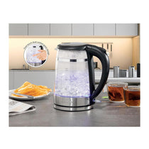 Daewoo Eco Cool Touch Glass Kettle Transparent With Light Up LED 3000W 1.5 Litres - Black