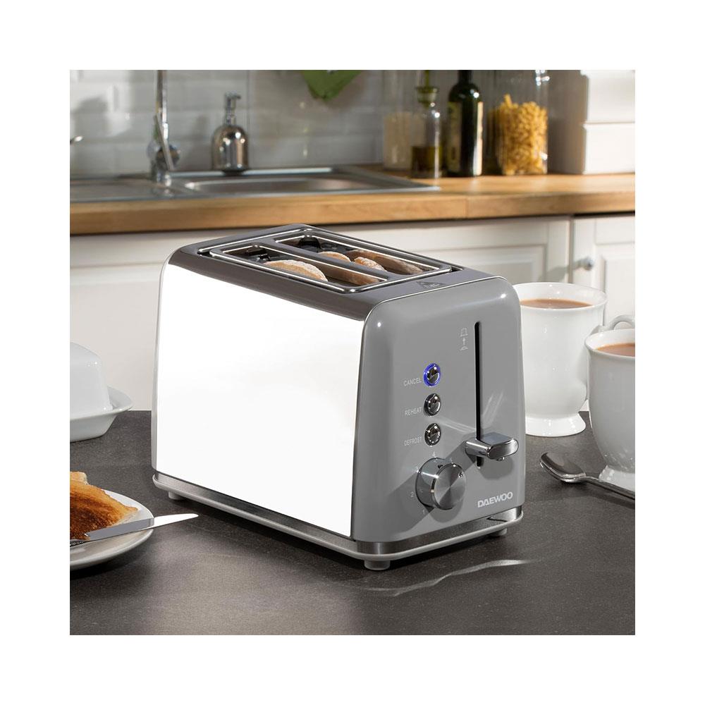 Daewoo Kensington 2 Slice Toaster Stainless Steel 870W - Grey Secondary image