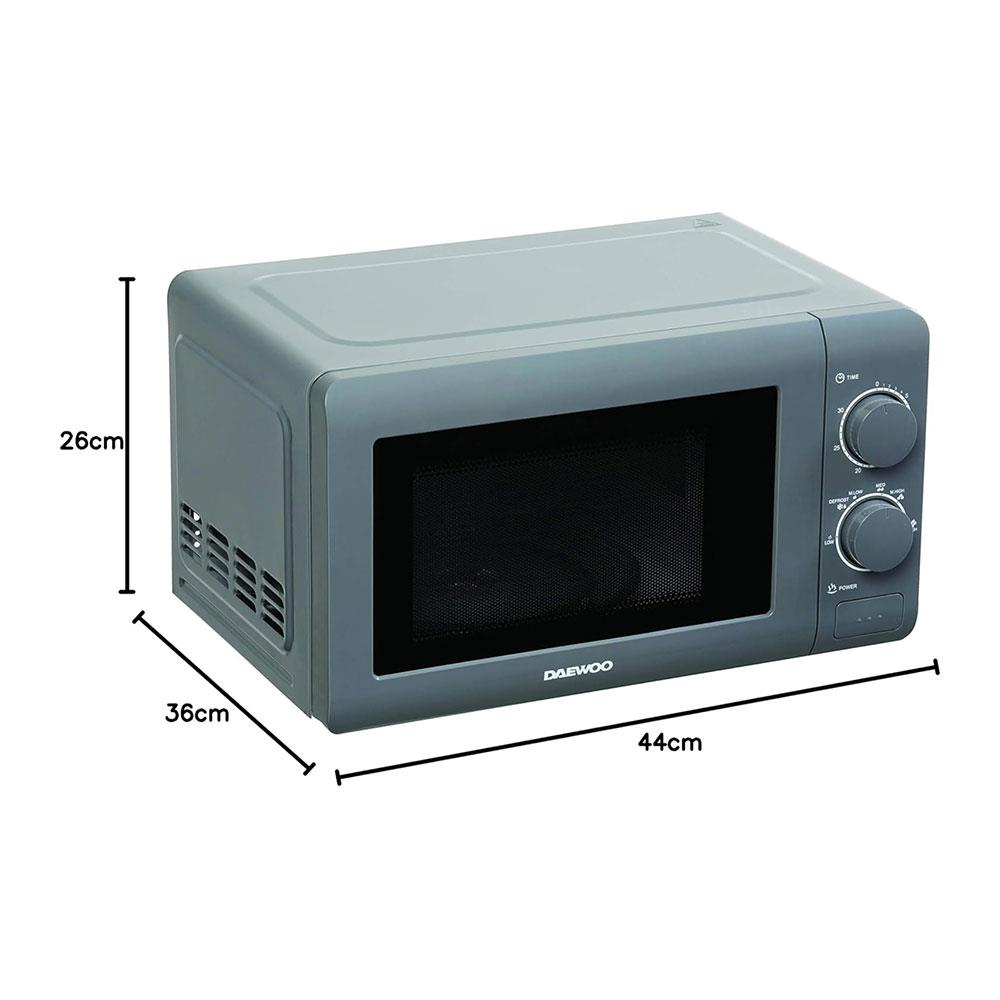 Daewoo Manual Microwave With 5 Power Settings & Defrost Function 30 Min Timer 800W 20 Litres - Grey