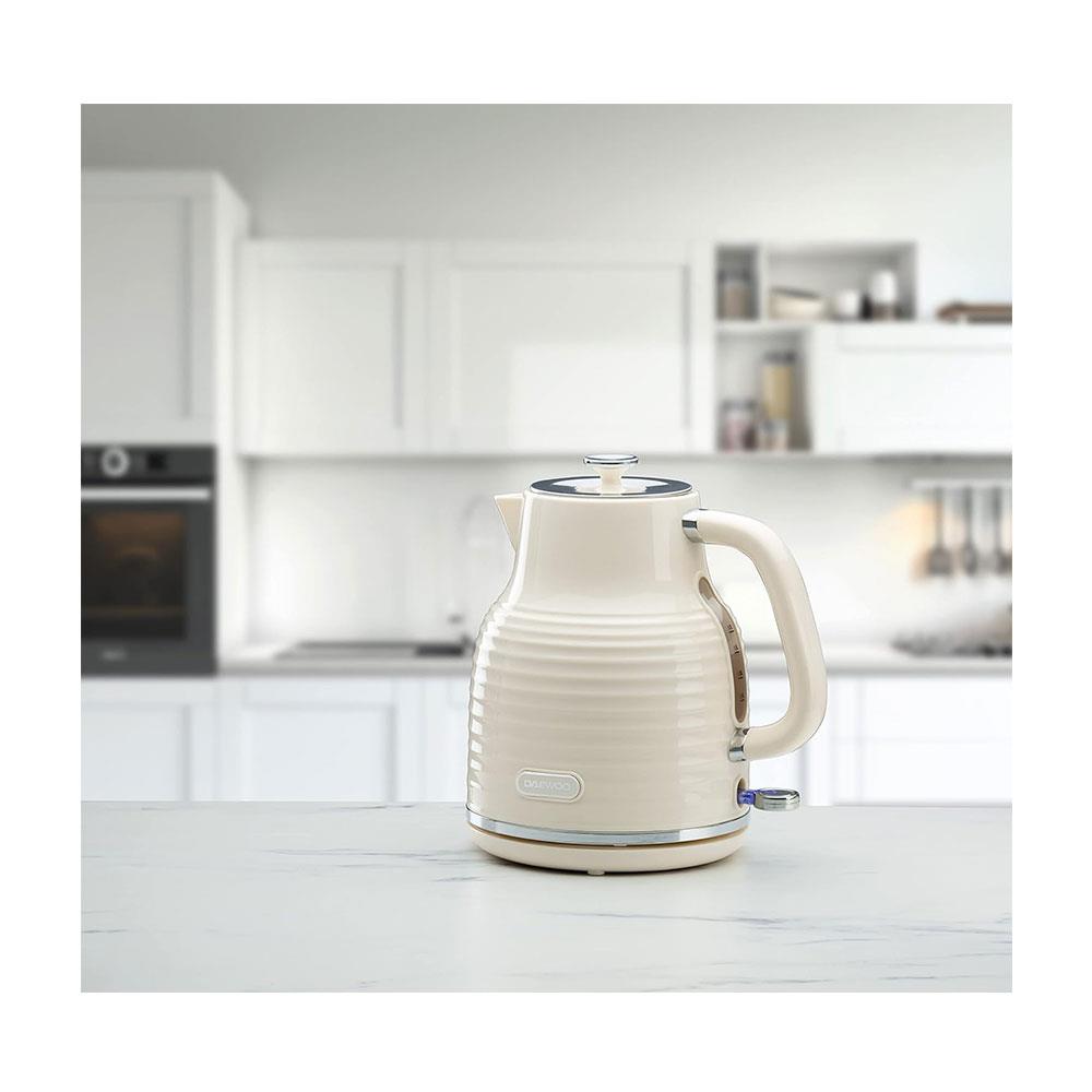Daewoo Sienna Electric Jug Kettle Rapid Boil 3000W 1.7 Litres - Cream