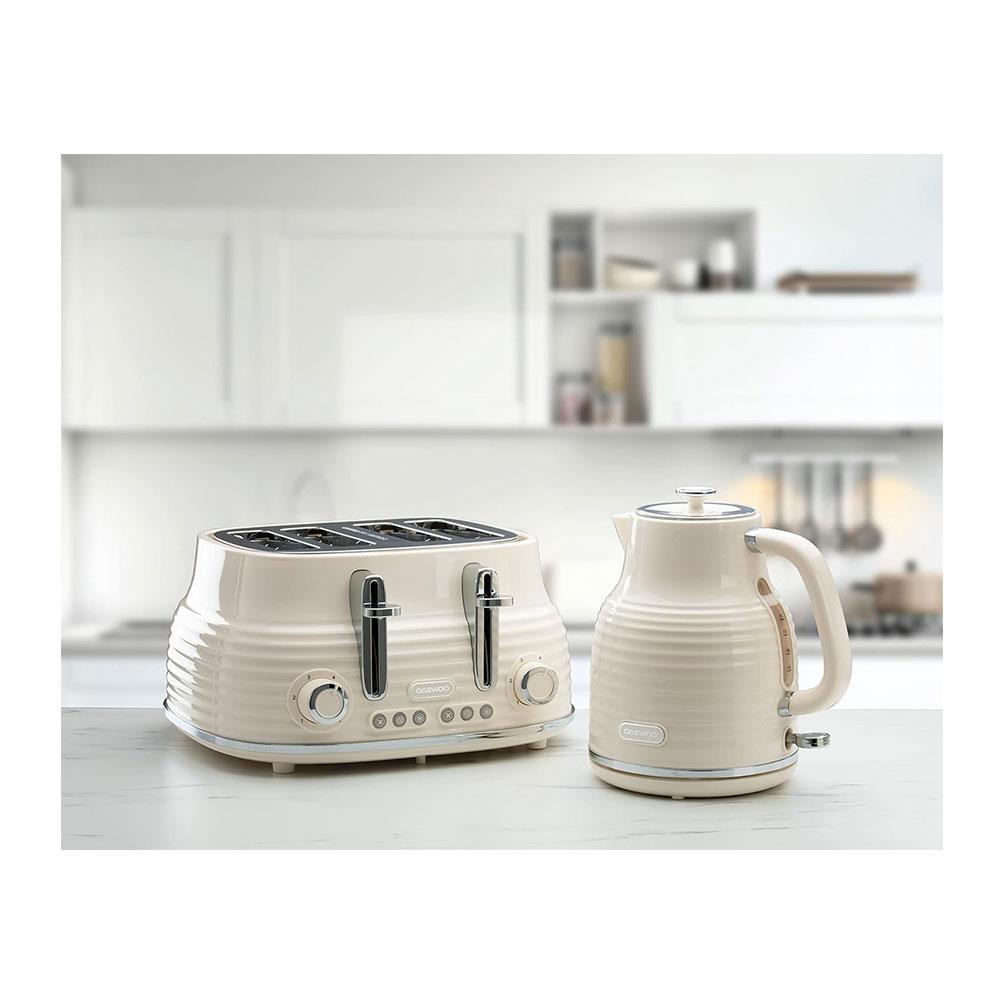 Daewoo Sienna Electric Jug Kettle Rapid Boil 3000W 1.7 Litres - Cream