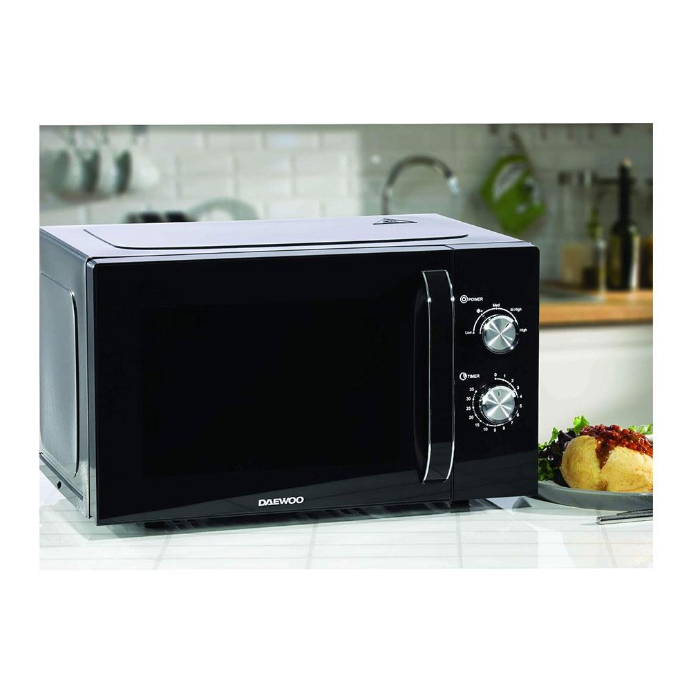 Daewoo Solo Microwave With Auto Defrost Function & 5 Power Settings 800W 23 Litres - Black
