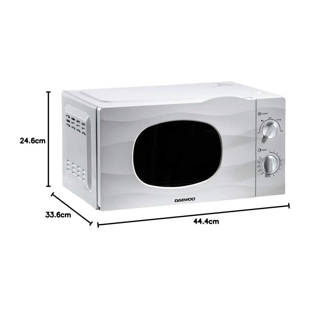 Daewoo Solo Microwave With Auto Defrost Function & 5 Power Settings 700W 20 Litres - White