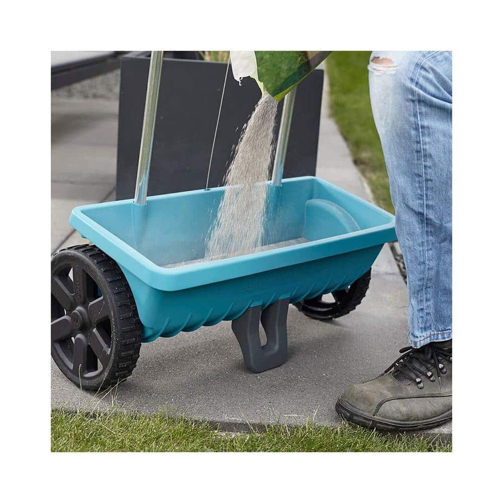 Gardena Spreader L For Delivering Fertiliser Seeds & Salt With Locking Slide 12.5 Litre Capacity - Blue