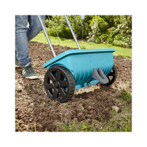 Gardena Spreader L For Delivering Fertiliser Seeds & Salt With Locking Slide 12.5 Litre Capacity - Blue