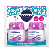 Ecozone Forever Flush 2000 Purple Toilet Block Cleans With Every Flush Twin Pack