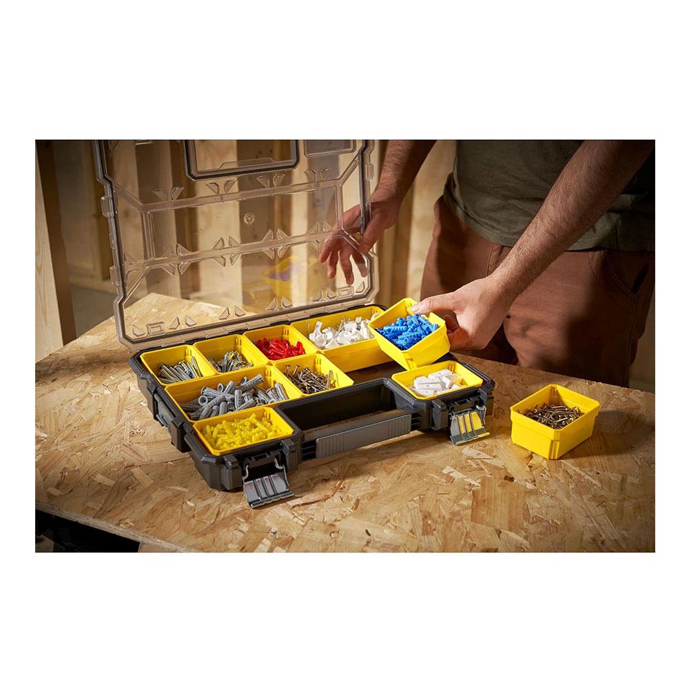 Stanley Fatmax Pro Shallow Stackable Storage Organiser With Metal Latches - Black/Yellow