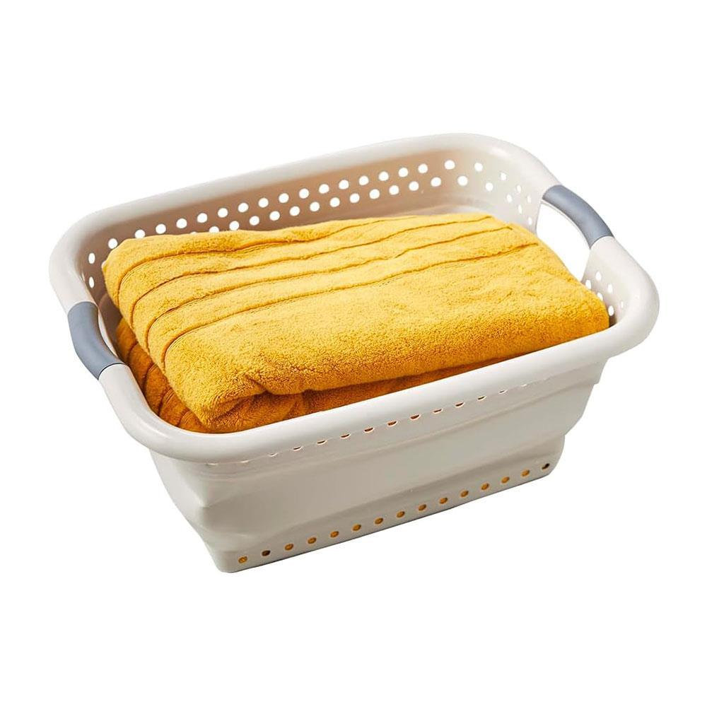 Tower Collapsible Laundry Basket With Pop-Up Design Large 16 Litres Capacity - Latte