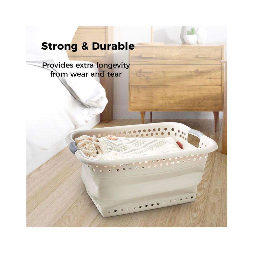 Tower Collapsible Laundry Basket With Pop-Up Design Large 16 Litres Capacity - Latte