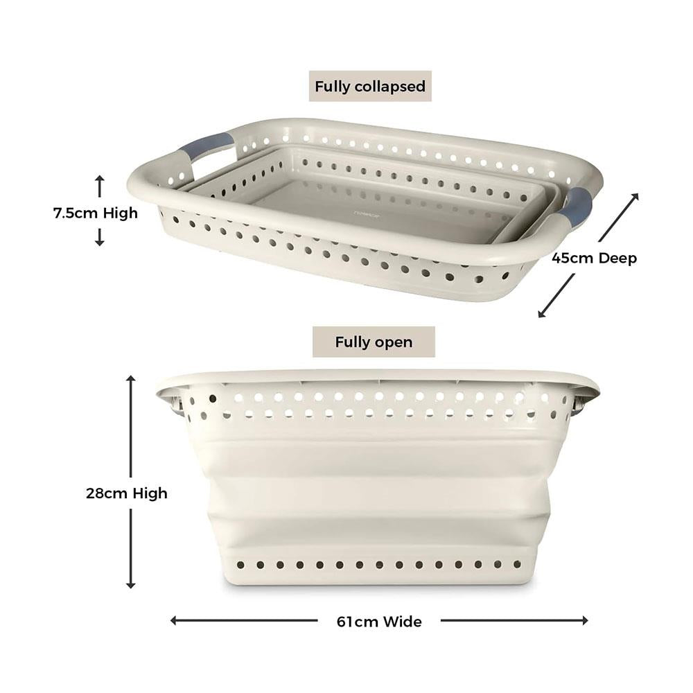 Tower Collapsible Laundry Basket With Pop-Up Design Large 16 Litres Capacity - Latte
