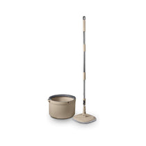 Tower Duo Compact Spin Mop Built-In Turbine 2 Internal Containers - Latte & Grey