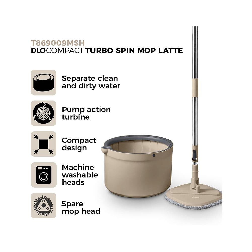 Tower Duo Compact Spin Mop Built-In Turbine 2 Internal Containers - Latte & Grey Secondary image