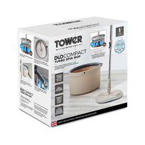 Tower Duo Compact Spin Mop Built-In Turbine 2 Internal Containers - Latte & Grey