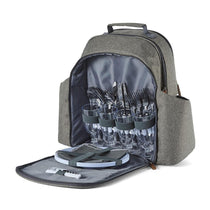 Tower Coast & Country Heritage 4 Person Filled Picnic Backpack With Tableware Set 5 Litres - Green & Tan