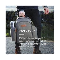 Tower Coast & Country Heritage 4 Person Filled Picnic Backpack With Tableware Set 5 Litres - Green & Tan