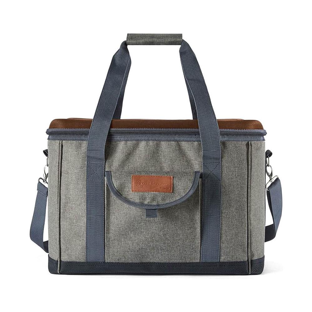 Tower Coast & Country Heritage Foldable Picnic Cooler Bag With 2 Cup Holders 38 Litres - Green & Tan