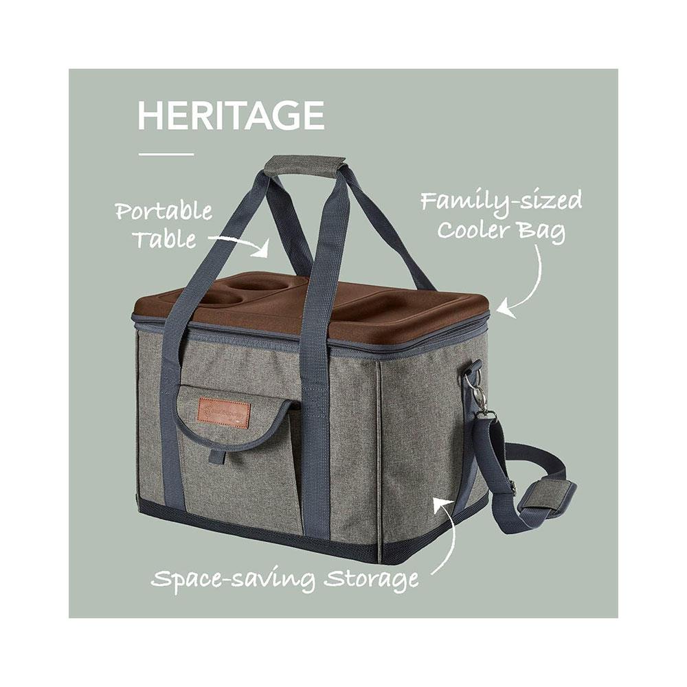 Tower Coast & Country Heritage Foldable Picnic Cooler Bag With 2 Cup Holders 38 Litres - Green & Tan Secondary image