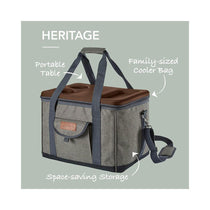 Tower Coast & Country Heritage Foldable Picnic Cooler Bag With 2 Cup Holders 38 Litres - Green & Tan