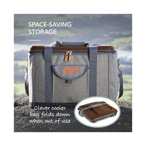 Tower Coast & Country Heritage Foldable Picnic Cooler Bag With 2 Cup Holders 38 Litres - Green & Tan