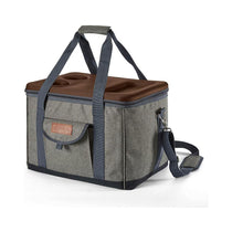 Tower Coast & Country Heritage Foldable Picnic Cooler Bag With 2 Cup Holders 38 Litres - Green & Tan