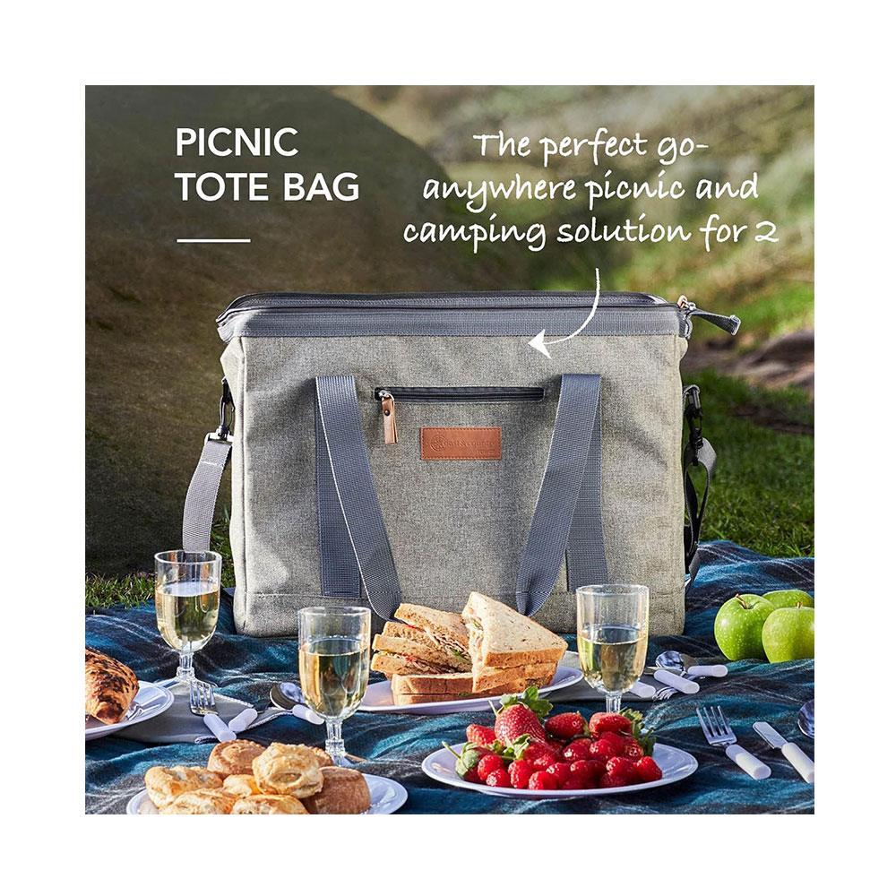 Tower Coast & Country Heritage Picnic Tote Bag With Carry Handles Over-Body Strap 11 Litres - Green & Tan