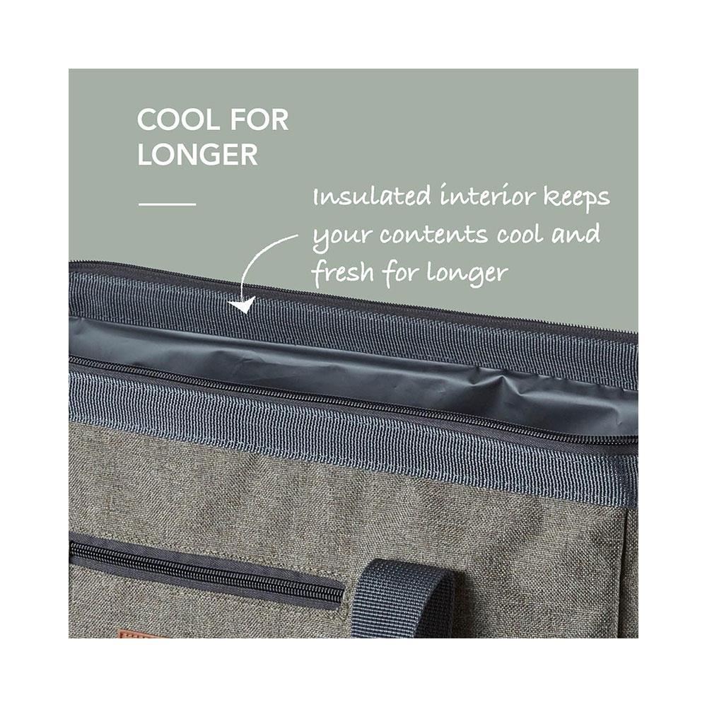 Tower Coast & Country Heritage Picnic Tote Bag With Carry Handles Over-Body Strap 11 Litres - Green & Tan