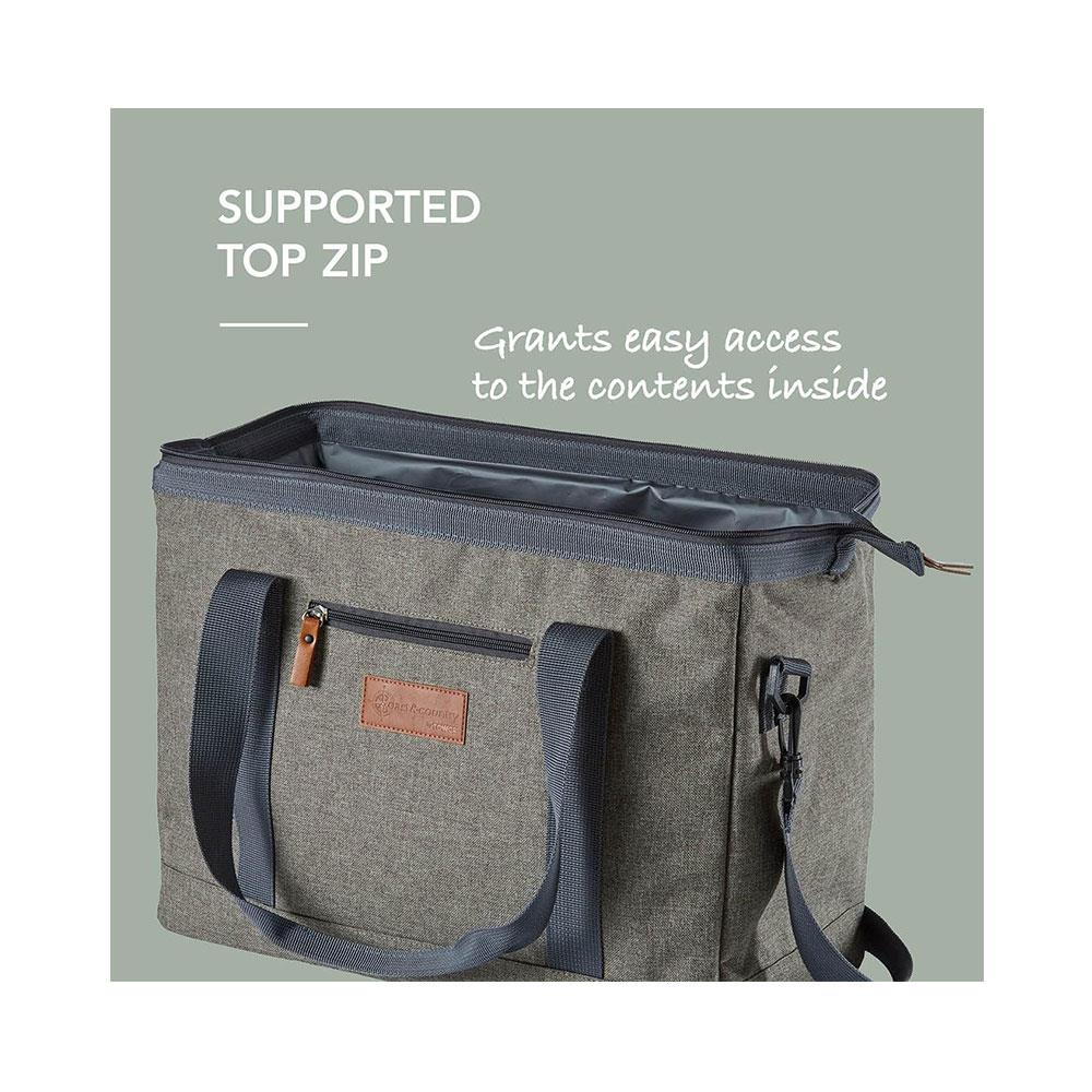 Tower Coast & Country Heritage Picnic Tote Bag With Carry Handles Over-Body Strap 11 Litres - Green & Tan