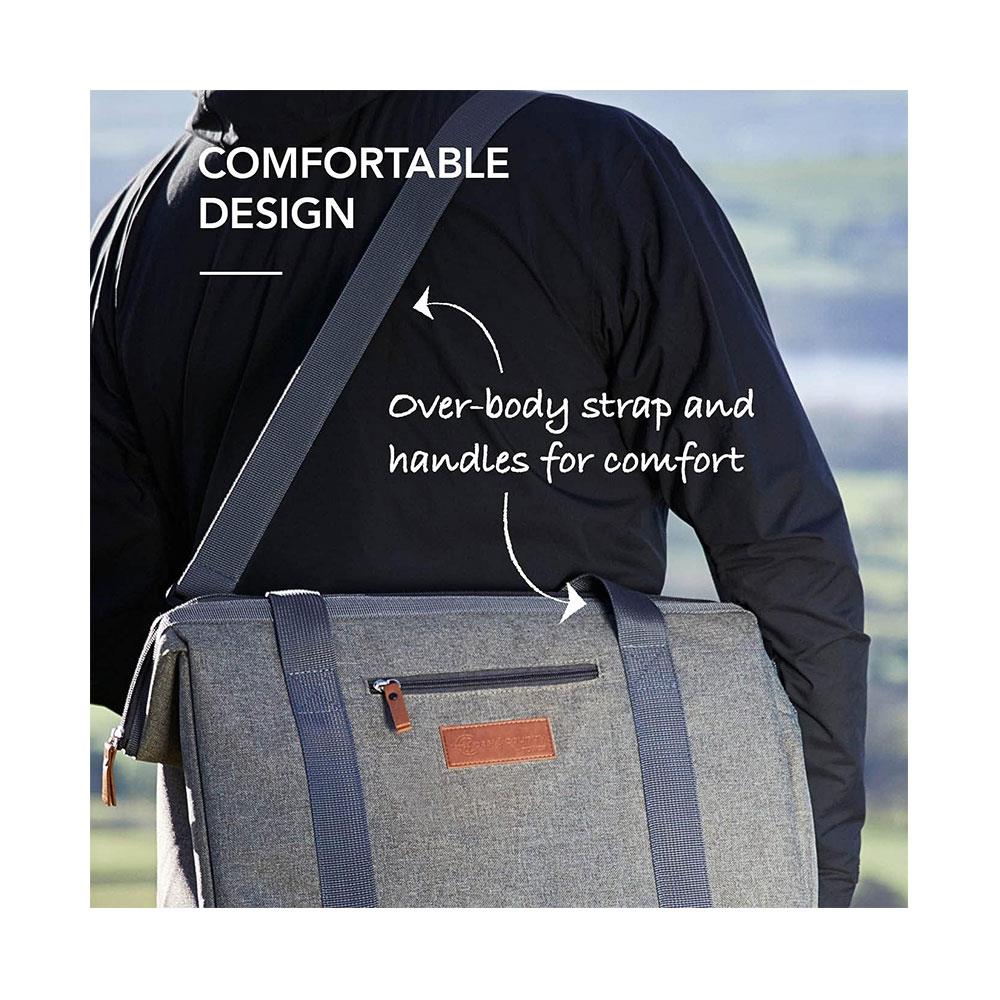 Tower Coast & Country Heritage Picnic Tote Bag With Carry Handles Over-Body Strap 11 Litres - Green & Tan