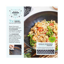 Tower Diamo 28cm Wok With Black Diamond Ceramic Non-Stick Coating Aluminium - Black