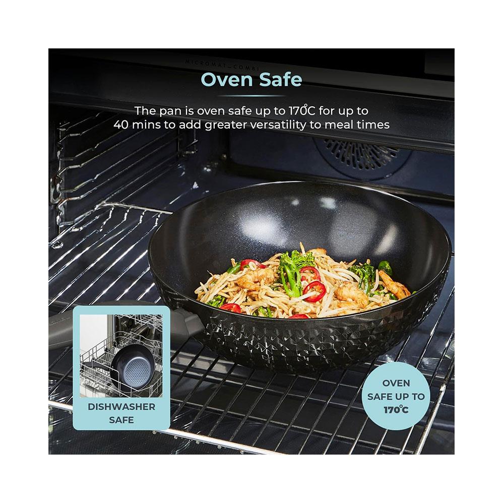 Tower Diamo 28cm Wok With Black Diamond Ceramic Non-Stick Coating Aluminium - Black