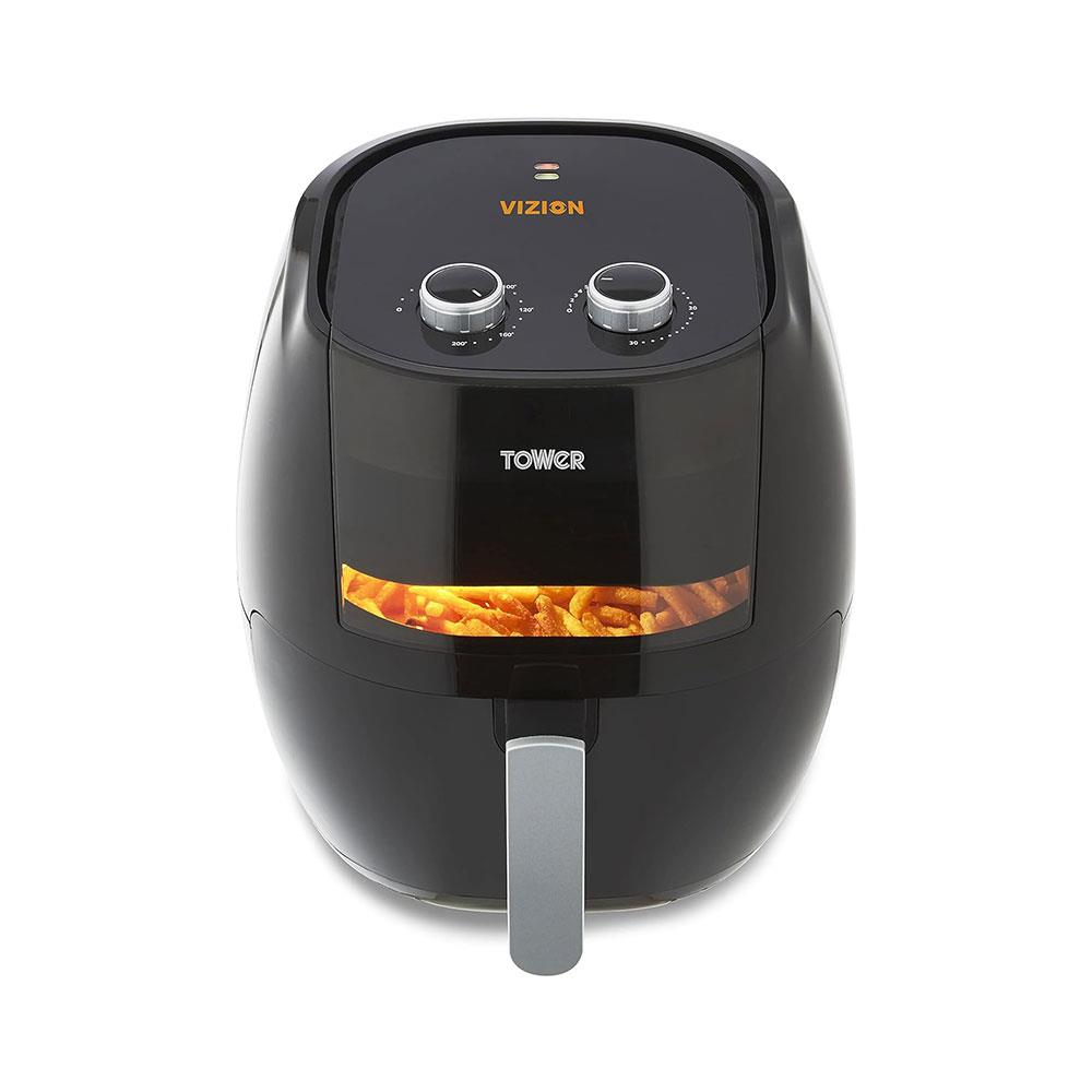 Tower Vortx Vizion Manual Air Fryer With Rapid Air Circulation 1800W 7 Litre - Black
