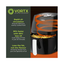 Tower Vortx Vizion Manual Air Fryer With Rapid Air Circulation 1800W 7 Litre - Black
