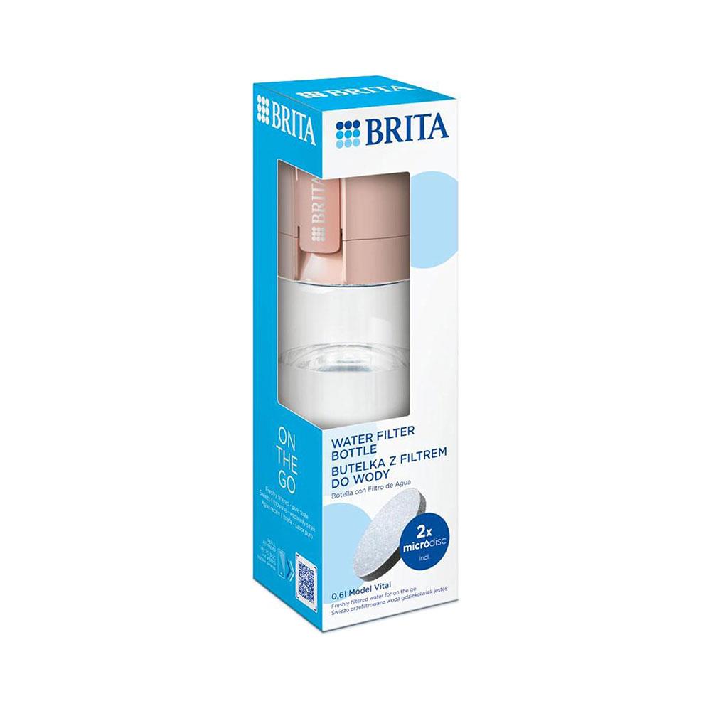 Brita Fill & Go Vital Water Filter Bottle With 2 MicroDiscs 600ml - Apricot