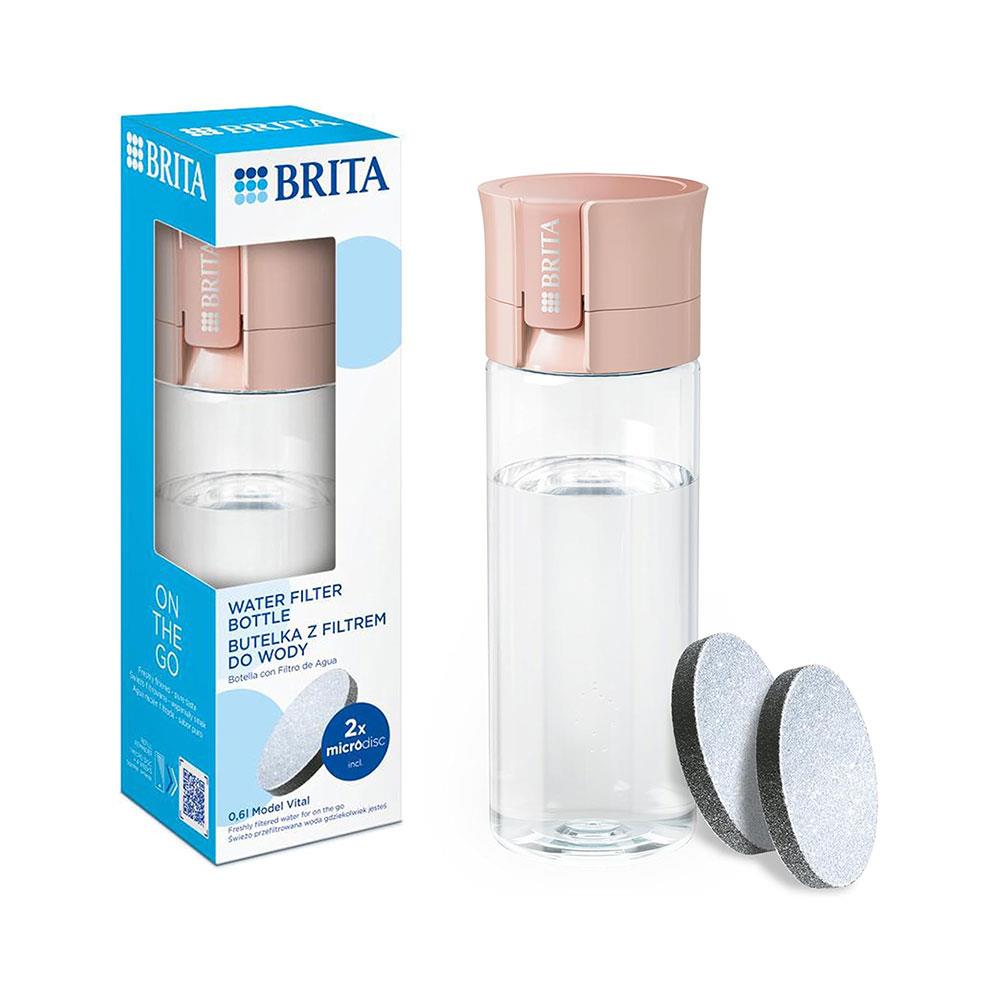 Brita Fill & Go Vital Water Filter Bottle With 2 MicroDiscs 600ml - Apricot