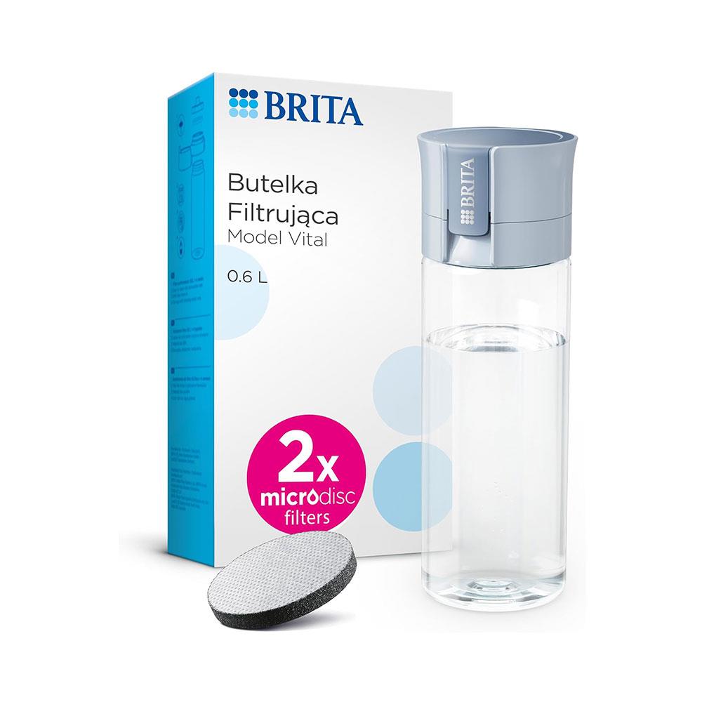 Brita Fill & Go Vital Water Filter Bottle With 2 MicroDiscs 600ml - Light Blue