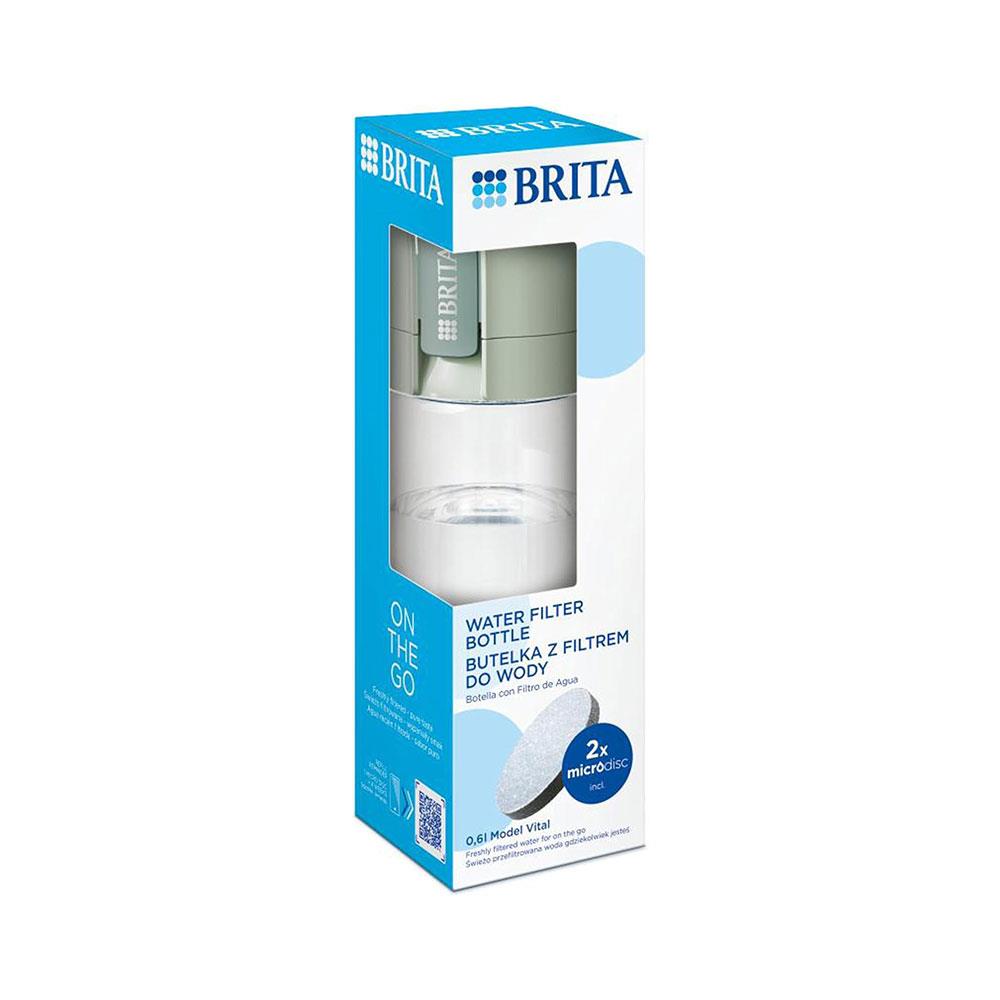 Brita Fill & Go Vital Water Filter Bottle With 2 MicroDiscs 600ml - Light Green