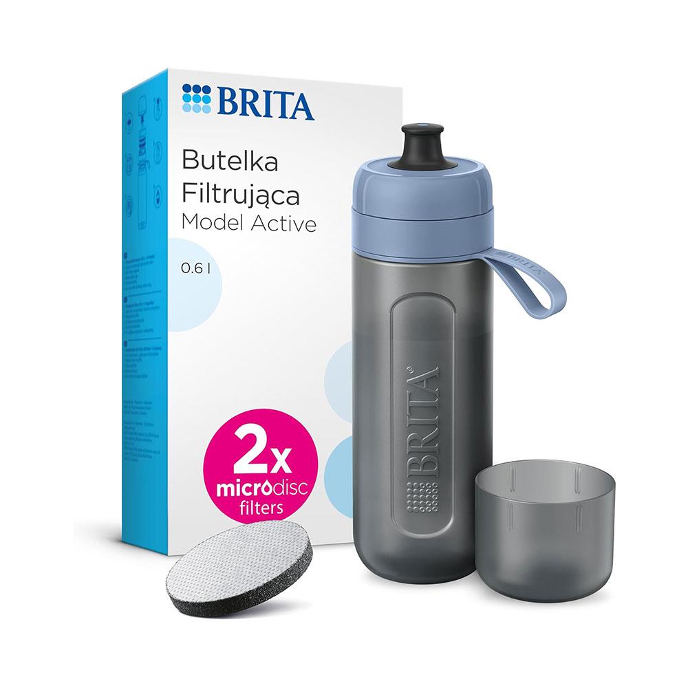 Brita Sports Water Filter Bottle Model Active 600ml With 2 MicroDiscs Filters - Dark Blue