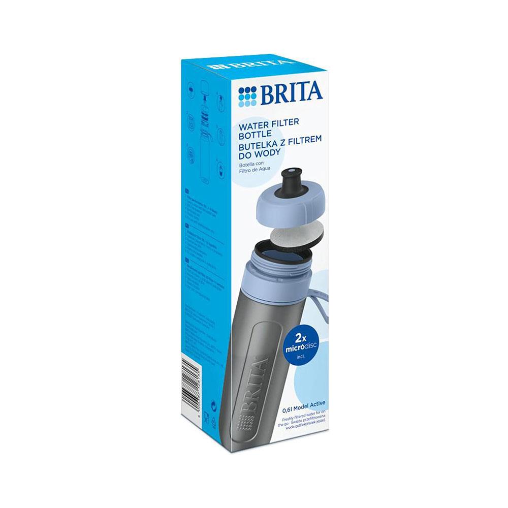 Brita Sports Water Filter Bottle Model Active 600ml With 2 MicroDiscs Filters - Dark Blue