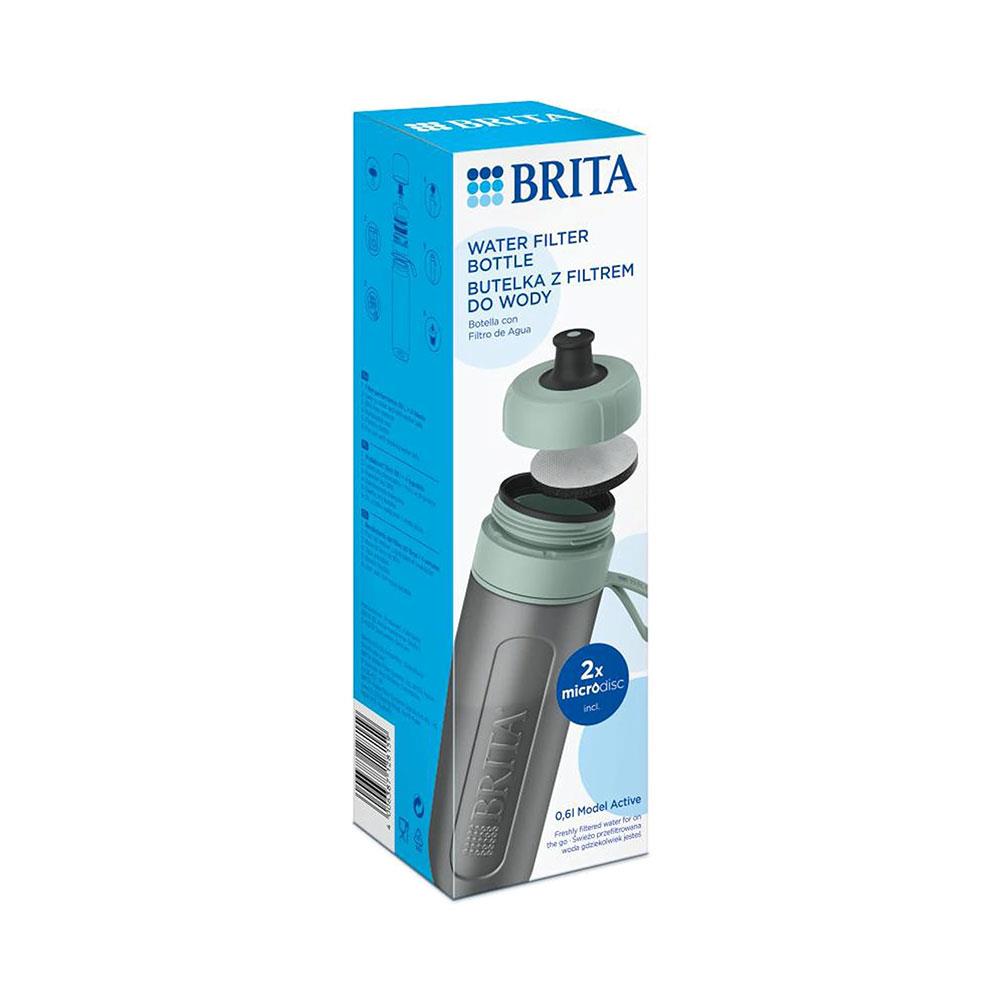 Brita Sports Water Filter Bottle Model Active 600ml With 2 MicroDiscs Filters - Dark Green