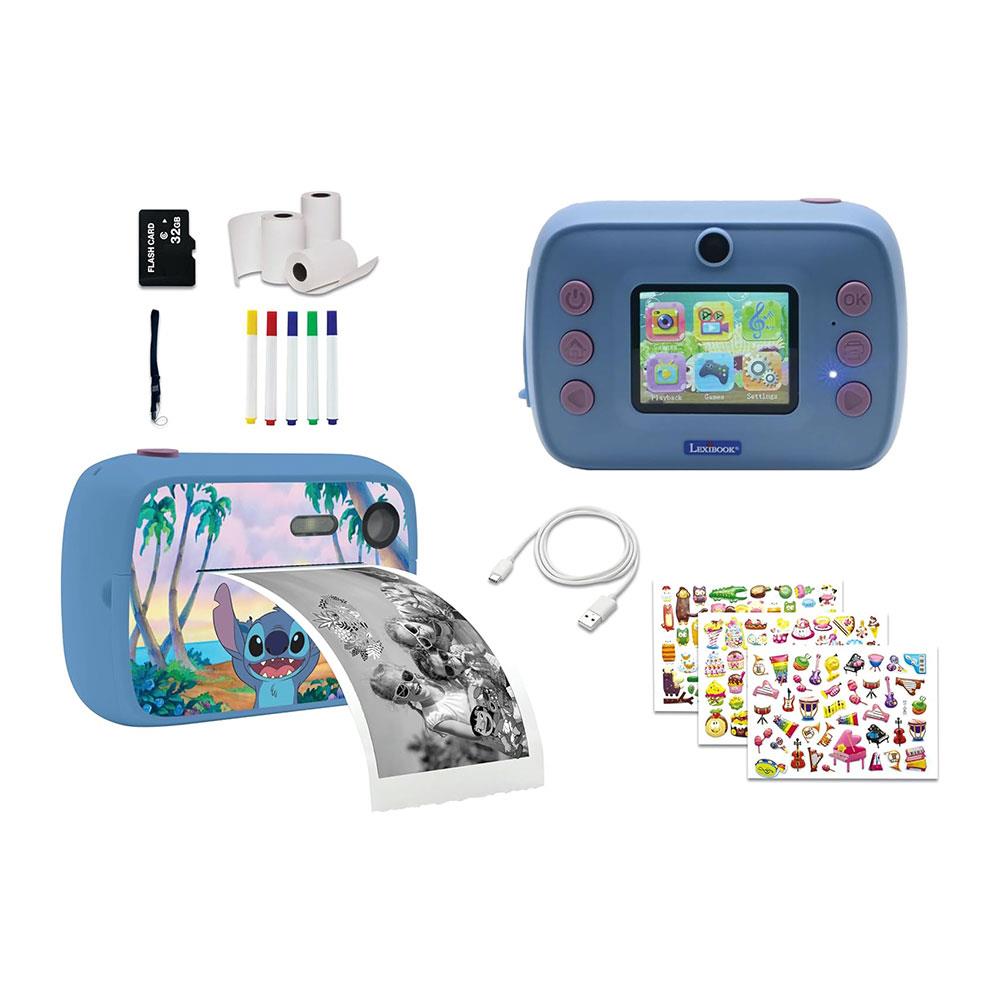Lexibook Stitch Instant Print Kids Camera With 8GB SD Card & 32GB Storage - Blue
