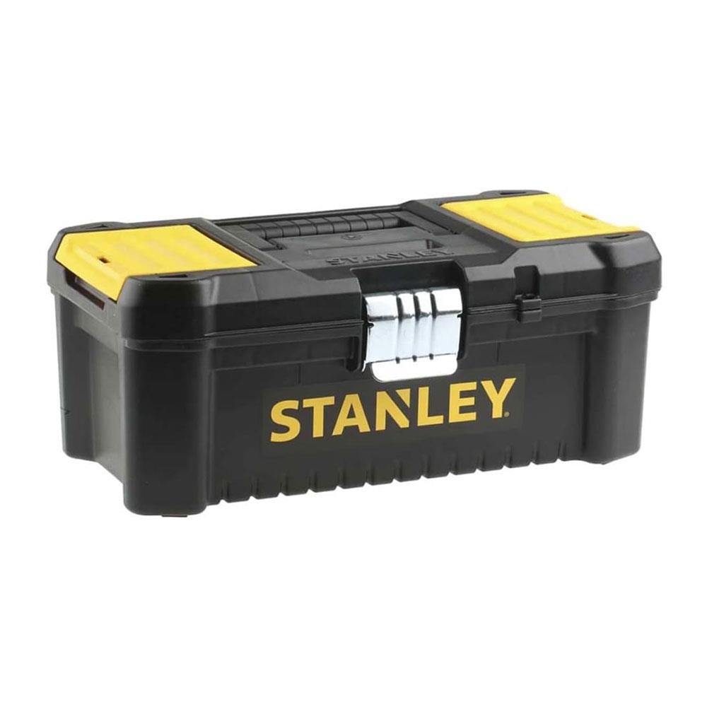 Stanley 12.5 Inch Essential Basic Toolbox With Organiser Top And Metal Latch - Black/Yellow