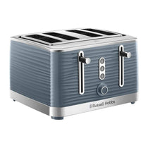 Russell Hobbs Inspire 4 Slice Toaster Extra Wide Slot Premium Textured High Gloss 1800W - Grey