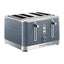 Russell Hobbs Inspire 4 Slice Toaster Extra Wide Slot Premium Textured High Gloss 1800W - Grey