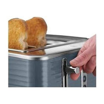 Russell Hobbs Inspire 4 Slice Toaster Extra Wide Slot Premium Textured High Gloss 1800W - Grey