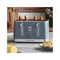 Russell Hobbs Inspire 4 Slice Toaster Extra Wide Slot Premium Textured High Gloss 1800W - Grey