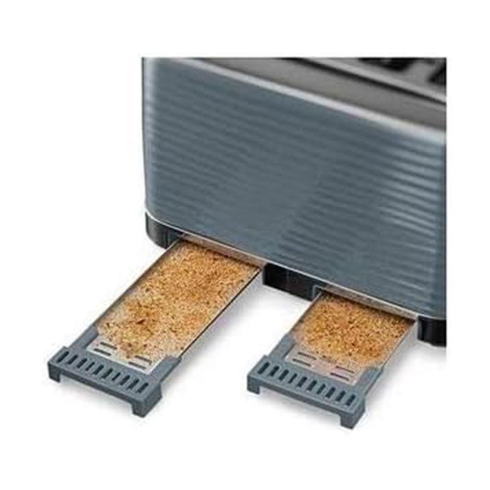 Russell Hobbs Inspire 4 Slice Toaster Extra Wide Slot Premium Textured High Gloss 1800W - Grey