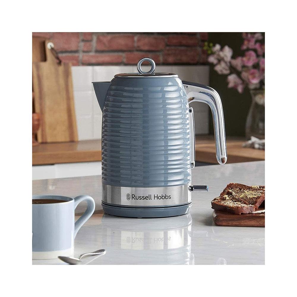Russell Hobbs Inspire Electric Jug Kettle Premium Textured High Gloss 3000W 1.7 Litres - Grey