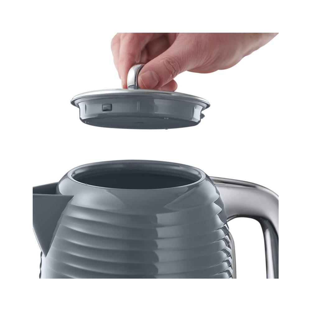 Russell Hobbs Inspire Electric Jug Kettle Premium Textured High Gloss 3000W 1.7 Litres - Grey